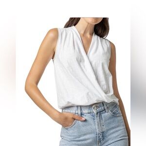 Lilla P Sleeveless Faux Wrap Cotton Top Size M